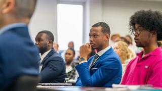 NCCU Law School students male sitting in a classroom