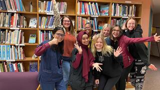 Students in library