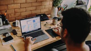 Student working on laptop