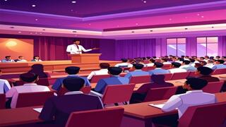 Person speaking in front of group