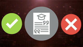 Gemini said A graphic showing a green checkmark and a red X flanking a central icon of an academic document with a graduation cap and quotation marks.