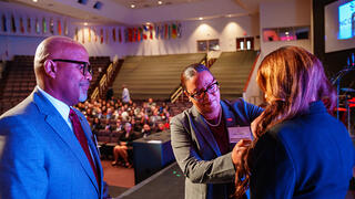 Jori Wilks is pinned by her parents 