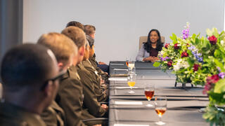 Chancellor Dixon and ROTC members 