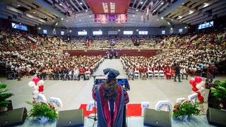 North Carolina Central University leader Chancellor Dixon addresses a large audience of students and guests during a campus event inside McDougald-McLendon Arena.