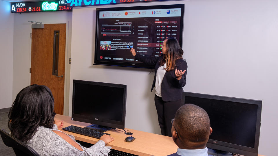 School of Business Student Presenting