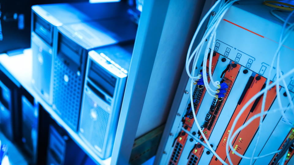 Servers in dark room