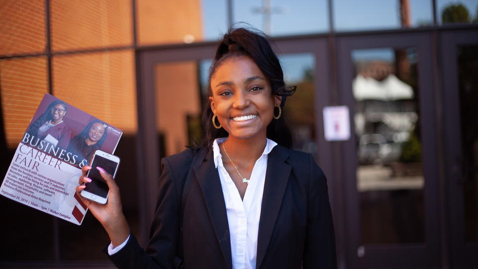 Student attending NCCU Career Fair
