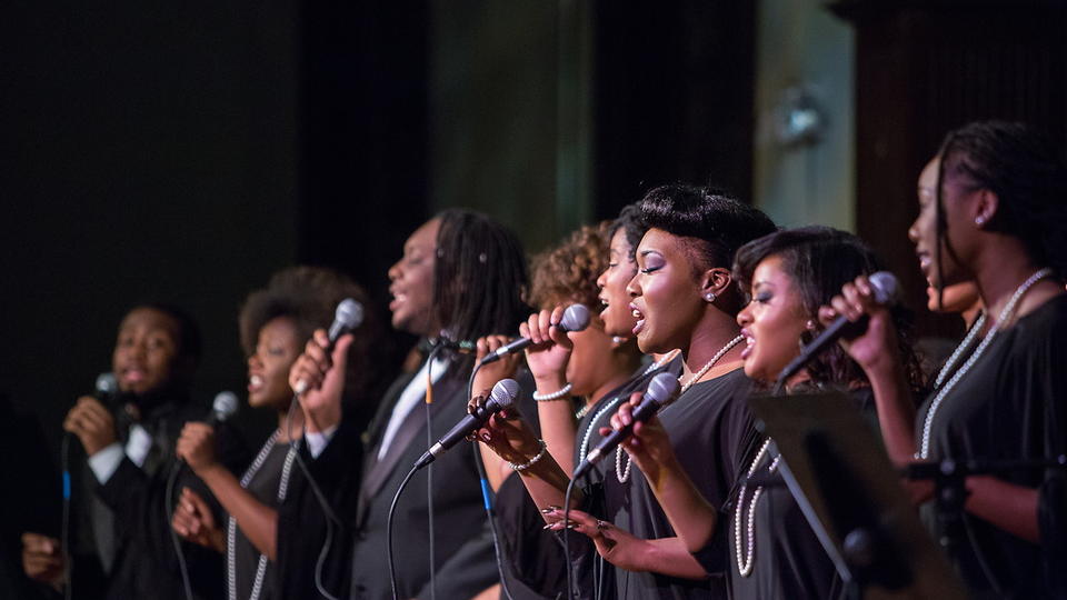 Jazz vocal ensemble performing