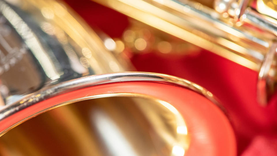 Closeup of a saxophone