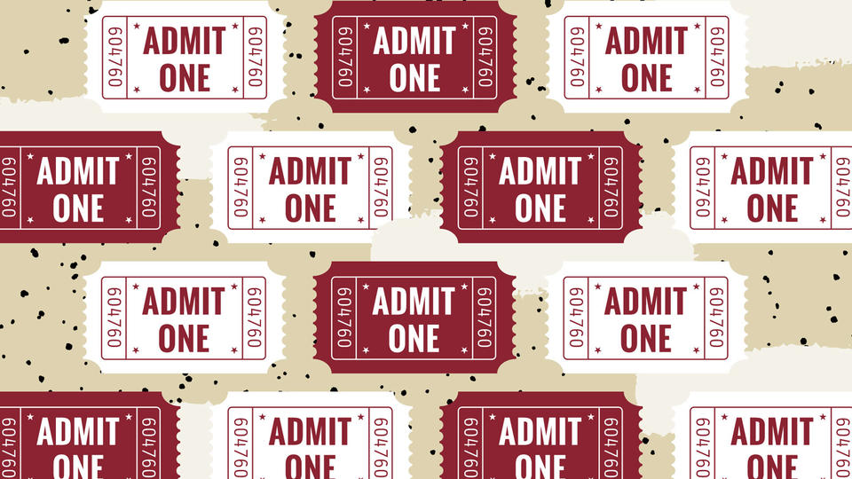 4 rows of ADMIT ONE tickets