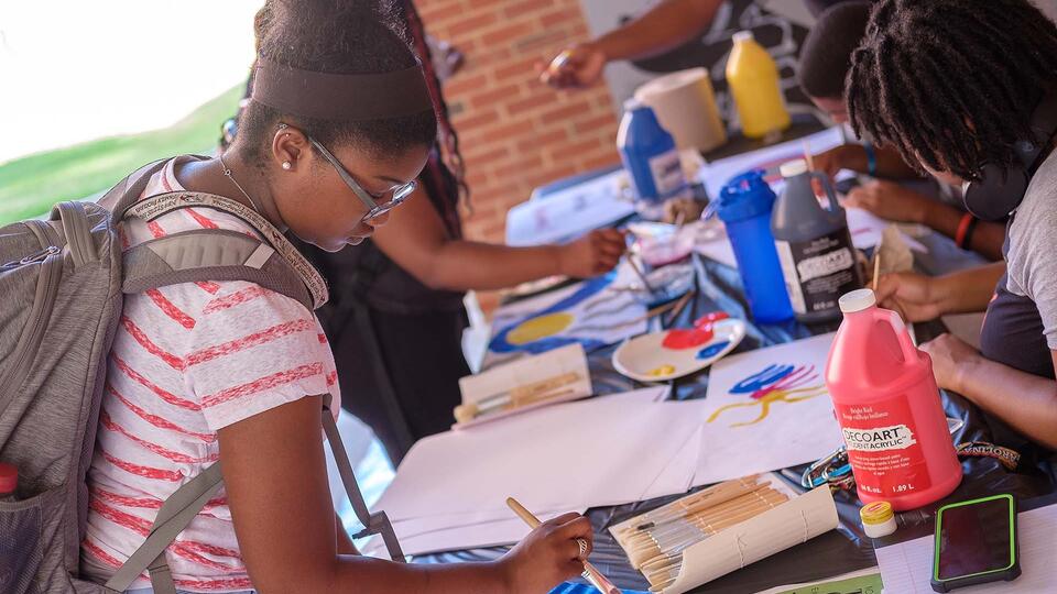 Students doing health activities