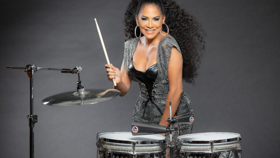 percussionist Sheila E. playing the drums
