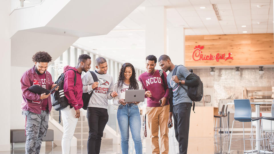 student group in cafeteria