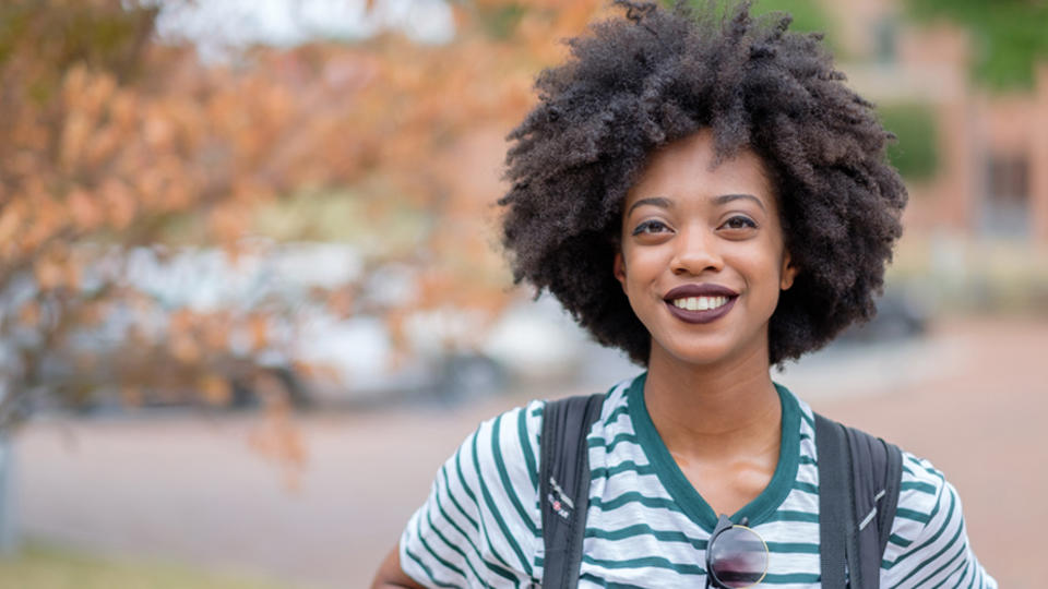 Image of an NCCU student outside.