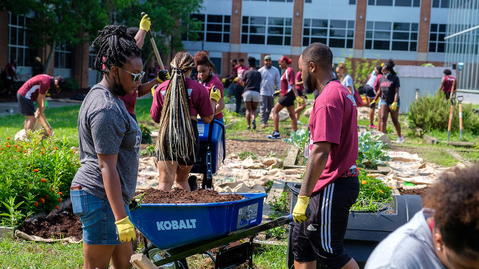 Students are working on Garden