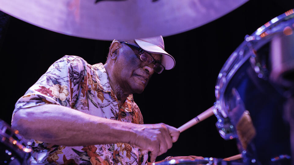 Drummer Joe Chambers performing