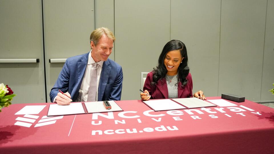 Chancellor Karrie Dixon and Durham Tech President JB Buxton