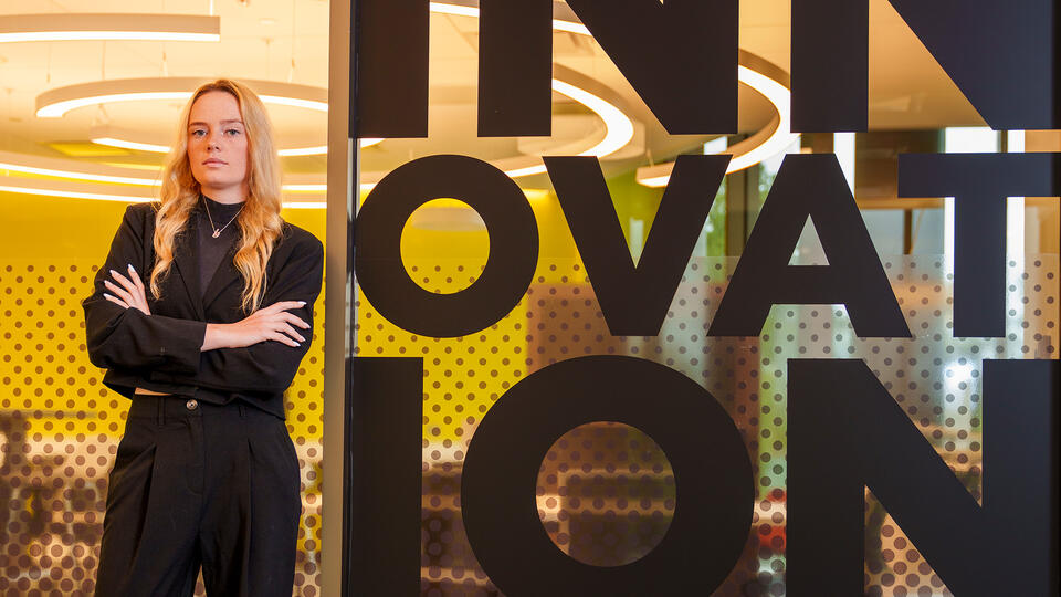 entrance innovation lab with lady