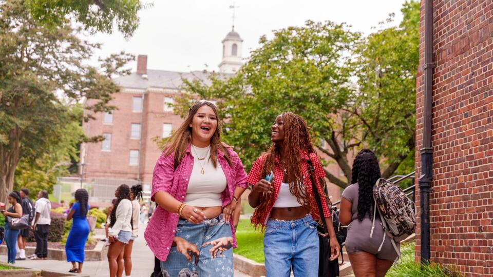 Student Walking and Talking