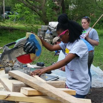 Students working outside