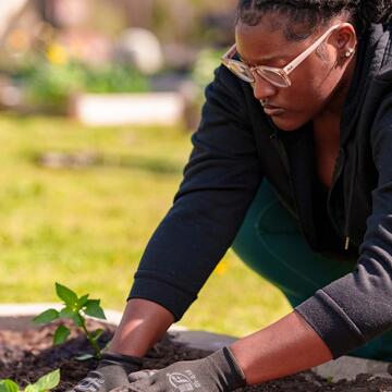 NCCU student gardening