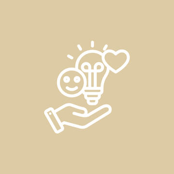hand icon holding light bulb and hearts