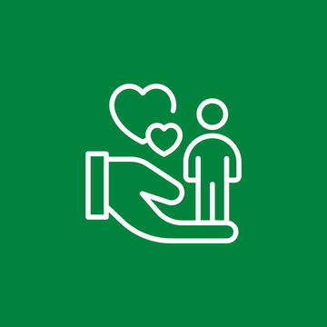 hand icon holding a person and hearts