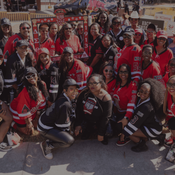 A group of NCCU students in jerseys. 