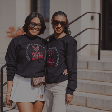 Photo of two nccu Students outside