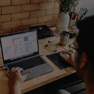 Student working on laptop