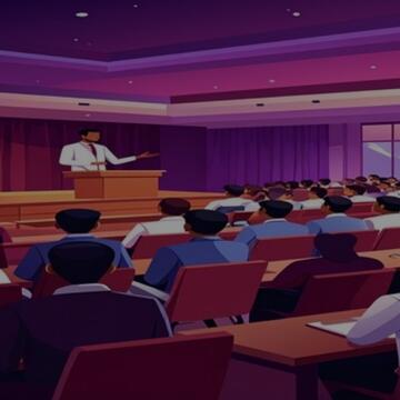 Person speaking in front of group